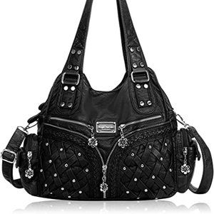 Black Purses and Handbags Women Tote Shoulder Top Handle Satchel Hobo Bags Fashi